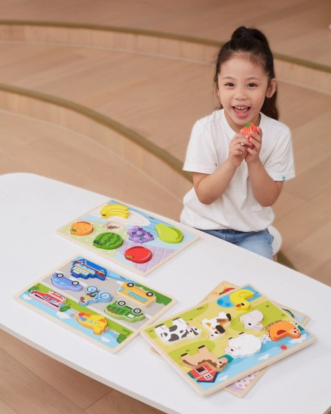 Viga Toys VIGA Drewniane Puzzle Układanka Montessori 2w1 Figurki Warzywa
