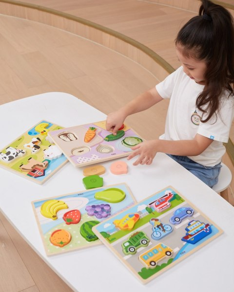 Viga Toys VIGA Drewniane Puzzle Układanka Montessori 2w1 Figurki Warzywa
