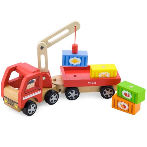 Viga Toys VIGA Drewniany Dźwig z kontenerami