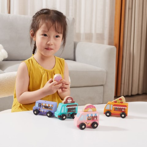 Viga Toys VIGA Drewniany Zestaw Food Trucki Pojazdy cukierni 4 autka