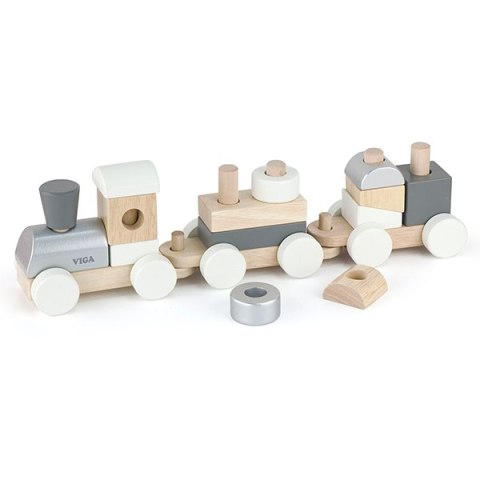 Viga Toys VIGA Kolorowa Kolejka z wagonikami do ciągania