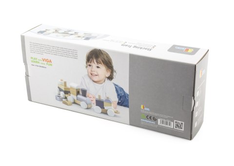 Viga Toys VIGA Kolorowa Kolejka z wagonikami do ciągania