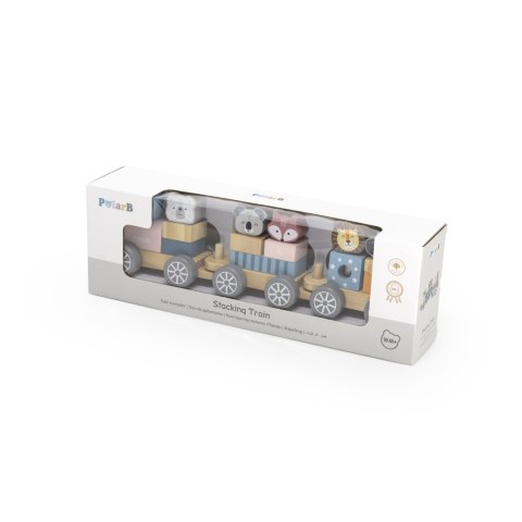 Viga Toys VIGA PolarB Drewniana Kolejka z wagonikami i zwierzątkami do ciągnięcia Montessori