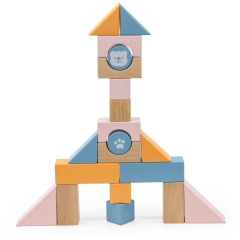 Viga Toys VIGA PolarB Drewniany Wózek do Ciągnięcia + Klocki 21 el.