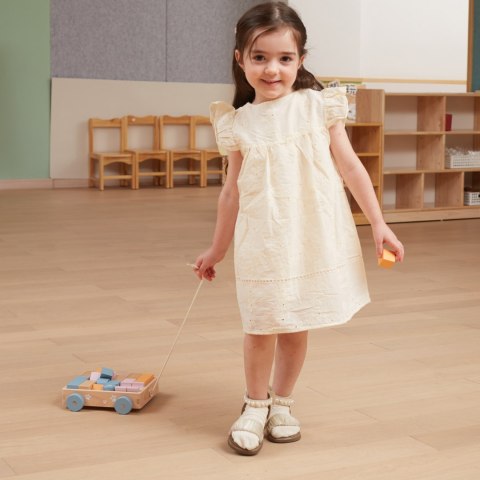 Viga Toys VIGA PolarB Drewniany Wózek do Ciągnięcia + Klocki 21 el.
