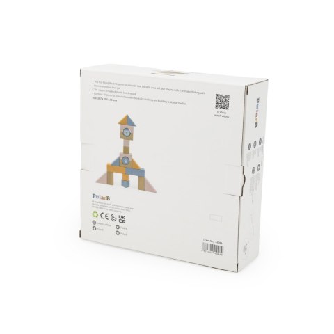 Viga Toys VIGA PolarB Drewniany Wózek do Ciągnięcia + Klocki 21 el.