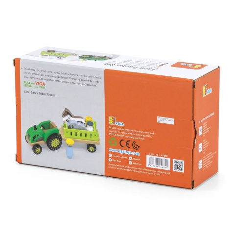 Viga Toys VIGA Traktor Drewniany Zwięrzatka Farma Zagroda