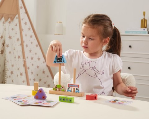 Viga Toys VIGA Układanka Piramidka Roboty + Wzory 8 el.