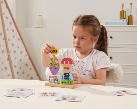 Viga Toys VIGA Układanka Piramidka Roboty + Wzory 8 el.