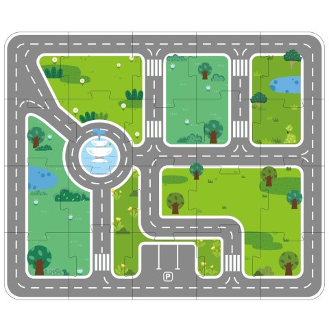 Viga Toys VIGA Zestaw Drewniany Budowanie Miasta Klocki Plansza Figurki