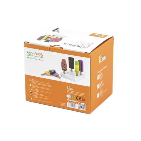Viga Toys VIGA Zestaw Drewnianych Lodów na Patyku ze Stojakiem 6 szt.