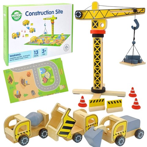 Woopie Let's Go Green WOOPIE GREEN Drewniany Plac Budowy 5w1 Ruchomy Dźwig XXL Pojazdy Budowlane 13 el. FSC Woopie Let's Go Green WOOPIE GREEN Drewniany Plac Budowy 5w1 Ruchomy Dźwig XXL Pojazdy Budowlane 13 el. FSC