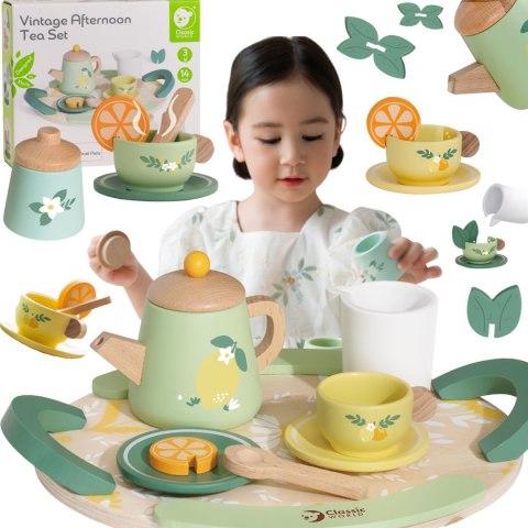 Classic World CLASSIC WORLD Drewniany Zestaw do Herbaty 14 el.