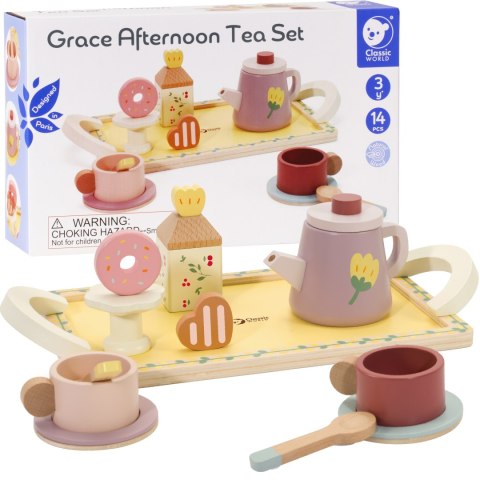 Classic World CLASSIC WORLD Drewniany Zestaw do Herbaty i Deserów 14 el.