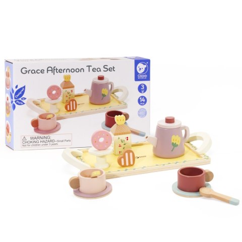 Classic World CLASSIC WORLD Drewniany Zestaw do Herbaty i Deserów 14 el.