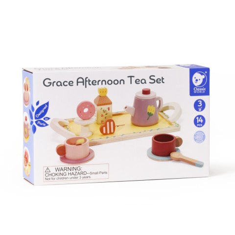 Classic World CLASSIC WORLD Drewniany Zestaw do Herbaty i Deserów 14 el.