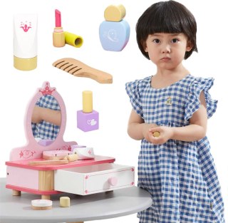 Viga Toys VIGA Drewniana Toaletka Różowa Do Makijażu z Lustrem + Akcesoria