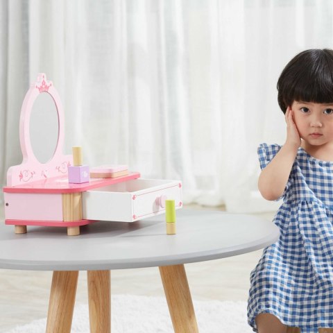 Viga Toys VIGA Drewniana Toaletka Różowa Do Makijażu z Lustrem + Akcesoria