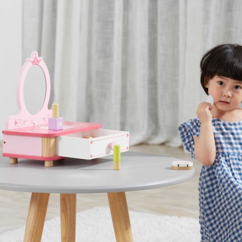 Viga Toys VIGA Drewniana Toaletka Różowa Do Makijażu z Lustrem + Akcesoria