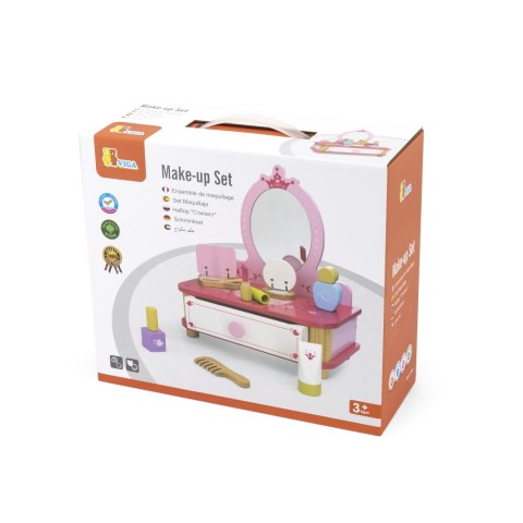 Viga Toys VIGA Drewniana Toaletka Różowa Do Makijażu z Lustrem + Akcesoria