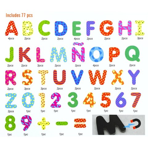 Viga Toys VIGA Drewniany Zestaw Magnetyczny Literki i cyferki