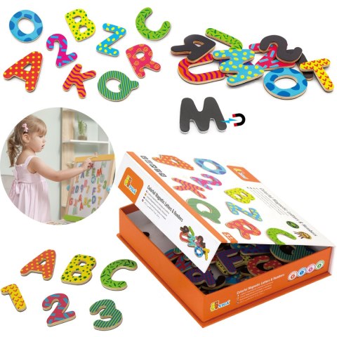Viga Toys VIGA Drewniany Zestaw Magnetyczny Literki i cyferki