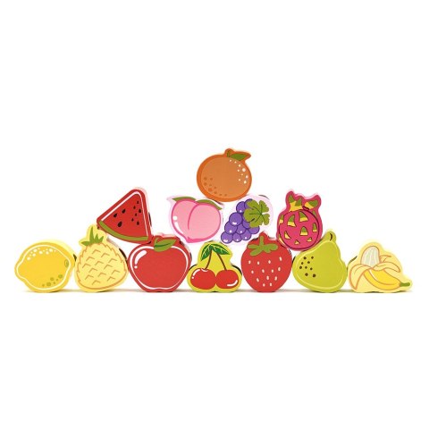 Classic World CLASSIC WORLD Drewniane Klocki do Nawlekania Owoce 13 el.