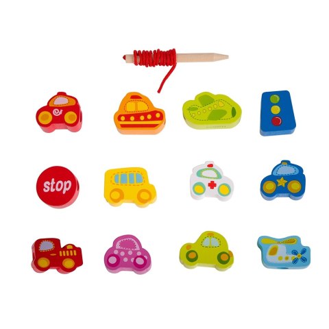 Classic World CLASSIC WORLD Drewniane Klocki do Nawlekania Ruch Drogowy 13 el.