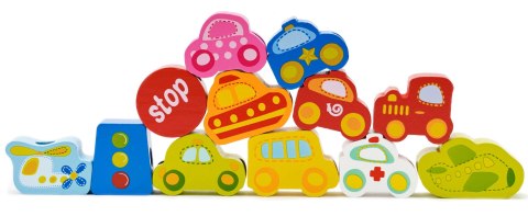 Classic World CLASSIC WORLD Drewniane Klocki do Nawlekania Ruch Drogowy 13 el.