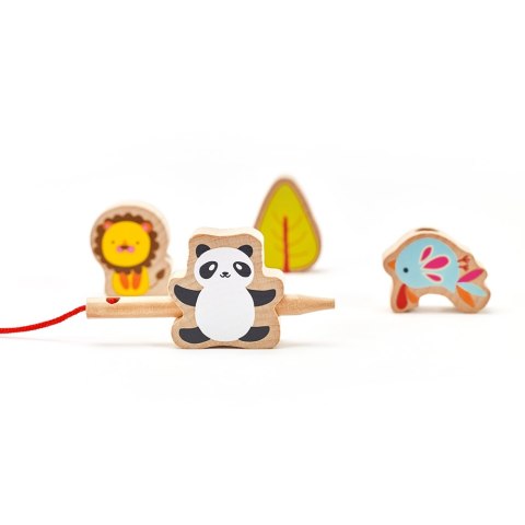 Classic World CLASSIC WORLD Drewniane Klocki do Nawlekania ZOO 13 el.