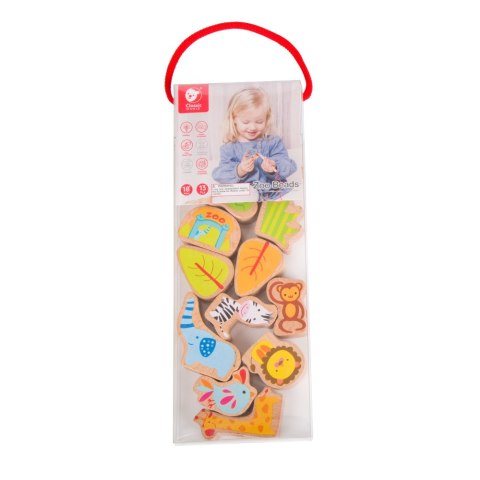 Classic World CLASSIC WORLD Drewniane Klocki do Nawlekania ZOO 13 el.