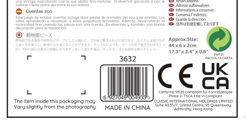 Classic World CLASSIC WORLD Drewniane Klocki do Nawlekania ZOO 13 el.