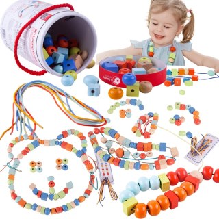 Classic World CLASSIC WORLD Drewniane Koraliki Do Nawlekania 96 elementów