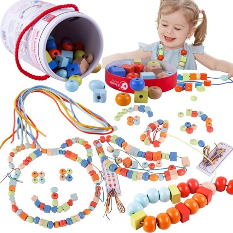 Classic World CLASSIC WORLD Drewniane Koraliki Do Nawlekania 96 elementów