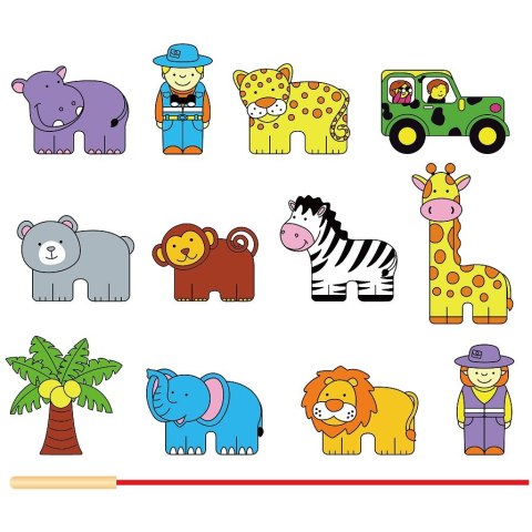 Viga Toys VIGA Drewniana Nawlekanka Przeplatanka Klocki Safari ZOO