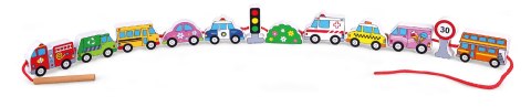 Viga Toys VIGA Drewniane Klocki Drewniane Przeplatanka Sznurowanka Samochody