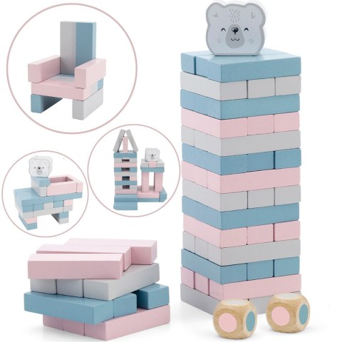 Viga Toys VIGA PolarB Drewniana Gra Wieża Układanka Pastelowa