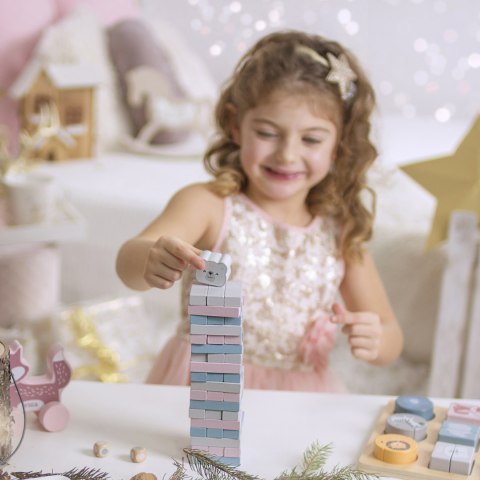 Viga Toys VIGA PolarB Drewniana Gra Wieża Układanka Pastelowa