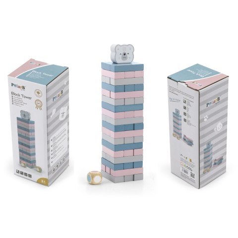 Viga Toys VIGA PolarB Drewniana Gra Wieża Układanka Pastelowa
