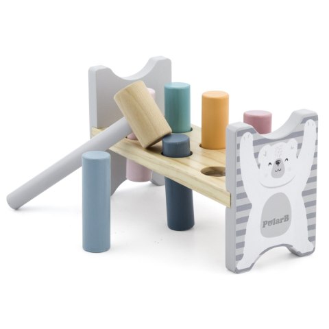Viga Toys VIGA PolarB Drewniana Ławeczka Przebijanka Wbijanka z Młotkiem - Montessori