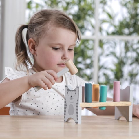 Viga Toys VIGA PolarB Drewniana Ławeczka Przebijanka Wbijanka z Młotkiem - Montessori
