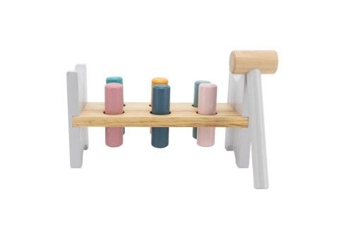Viga Toys VIGA PolarB Drewniana Ławeczka Przebijanka Wbijanka z Młotkiem - Montessori