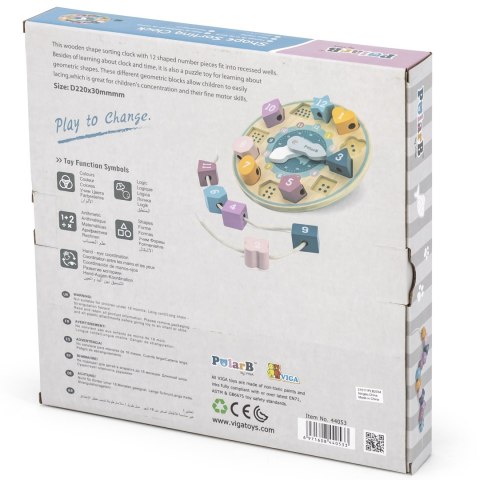 Viga Toys VIGA PolarB Sorter Kształtów Zegar nawlekanka Montessori