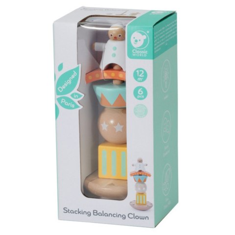 Classic World CLASSIC WORLD Drewniana Układanka Piramidka Klocki Balansujący Wesoły Klaun