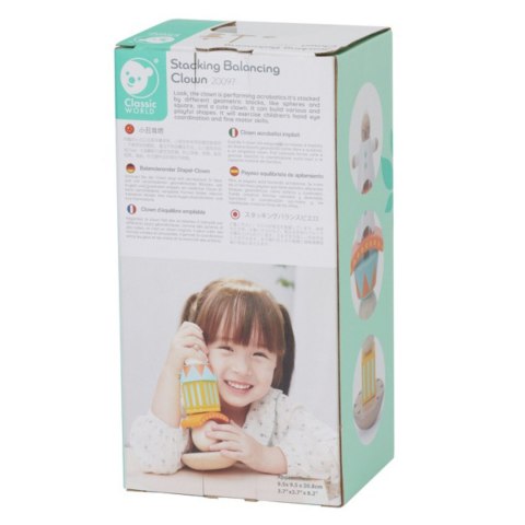 Classic World CLASSIC WORLD Drewniana Układanka Piramidka Klocki Balansujący Wesoły Klaun