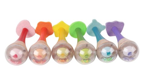 Classic World CLASSIC WORLD Grzechotka 2w1 Drewniany Instrument Tęczowy Marakas 1 szt.