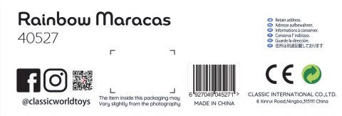 Classic World CLASSIC WORLD Grzechotka 2w1 Drewniany Instrument Tęczowy Marakas 1 szt.