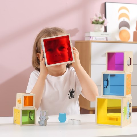Viga Toys VIGA Drewniana Piramidka Układanka Klocki Sorter Montessori