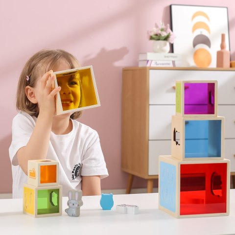 Viga Toys VIGA Drewniana Piramidka Układanka Klocki Sorter Montessori