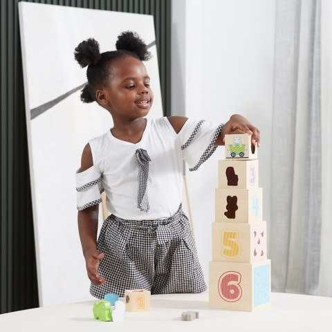 Viga Toys VIGA Drewniana Piramidka Układanka Klocki Sorter Montessori